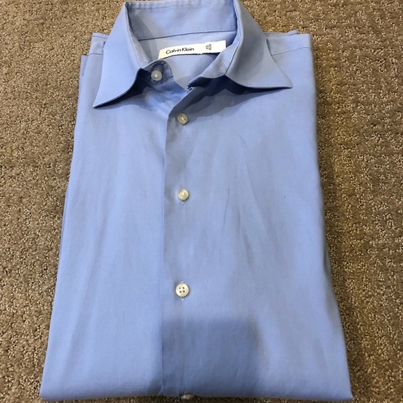 Calvin Klein Blue Linen Dress Shirt